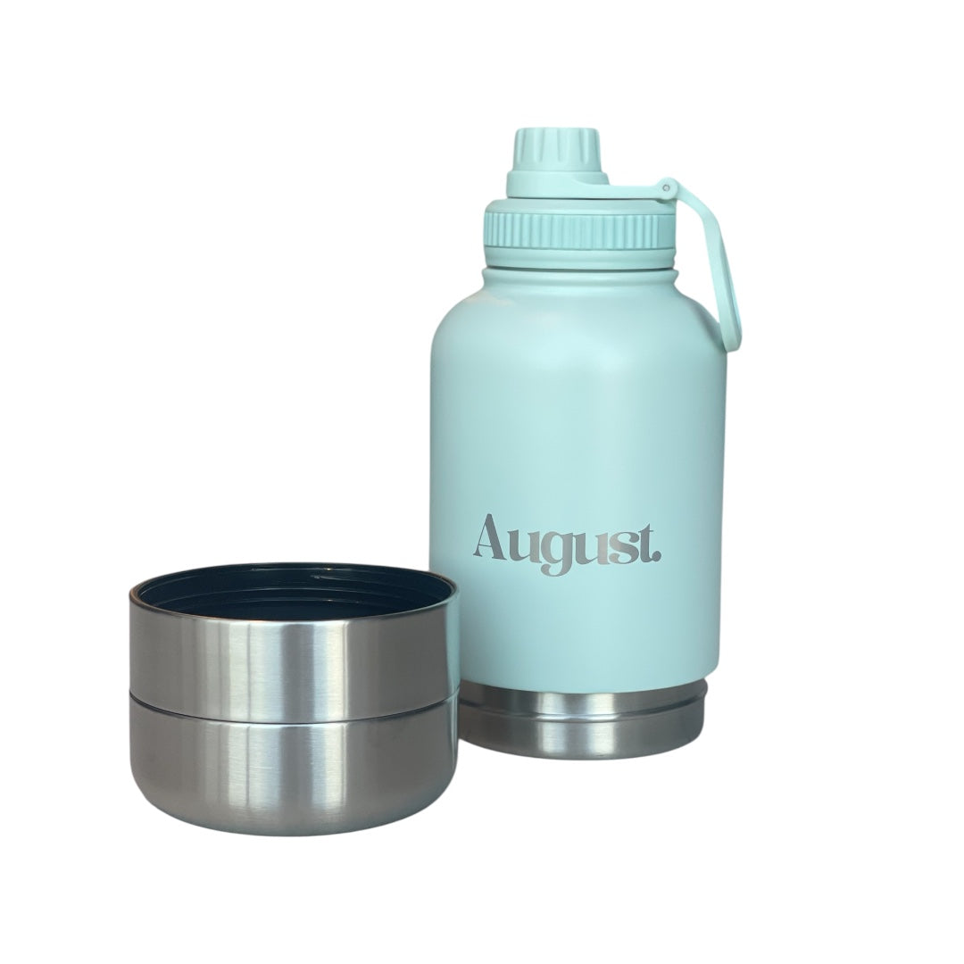 Laguna August 3-in-1 Dog Water Bottle – insulated stainless steel with detachable food and water bowls