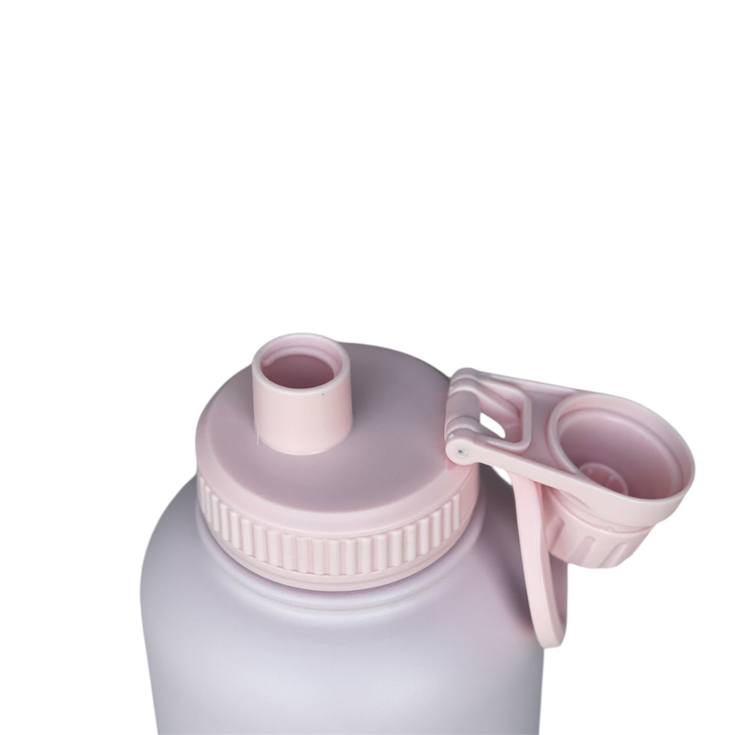 Pastelle Pink August 3-in-1 Dog Water Bottle with spout lid open, showing leakproof design and detachable bowls
